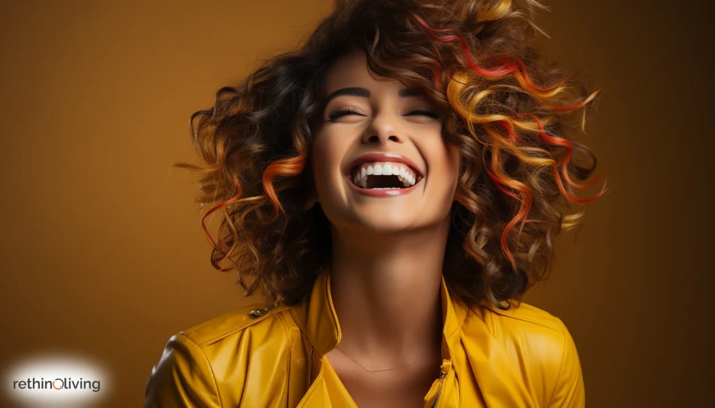 rethinqliving.com A black woman seen in Fluffy Bob Hair Cut on a Budget. Black Woman is laughing out loud.